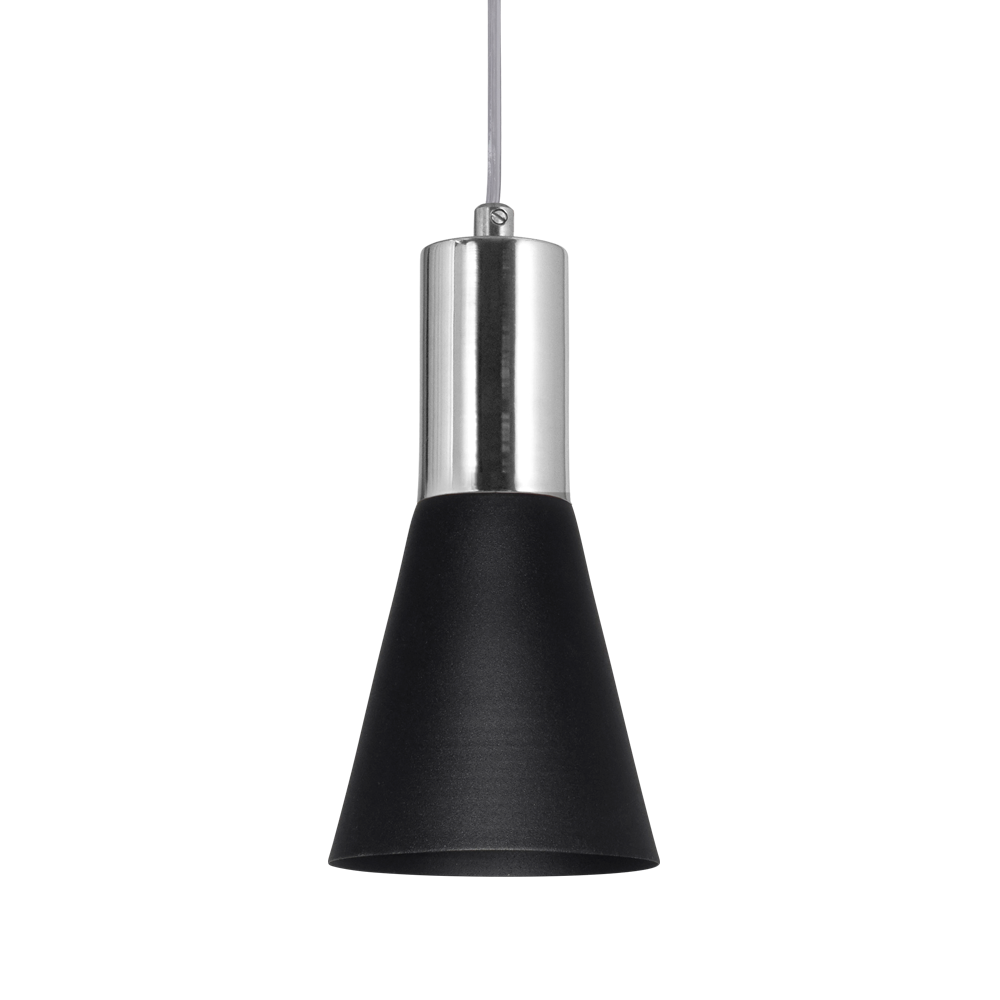 COLGANTE CONICO NEGRO+CROMO 11,3CM 1XE27